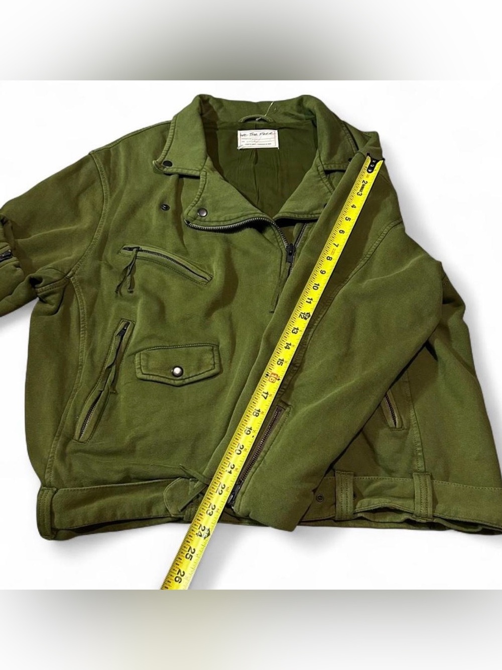 Free People Rebel Knit Olive Green Women’s Moto Jacket - Boho Indie - Picture 7 of 7